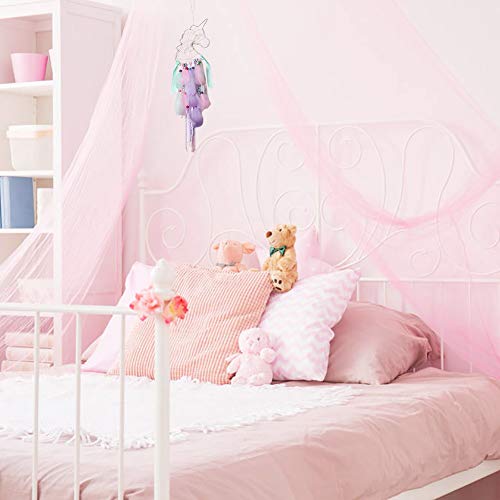 LOMOHOO Unicorn Dream Catcher with LED Light Colorful Light Up Dream Catchers Handmade Purple Pink and Blue Feather Boho Baby Room Decor Kids Bedroom Decoration Gift (Light up Unicorn) - Image 4