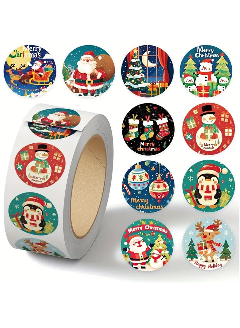 RACO RACO 500 Sheets Christmas Roll Stickers Notebook Laptop Hand Account Book Envelope Water Cup Seal Stickers Decorative Stickers Christmas Gift  - Image 1