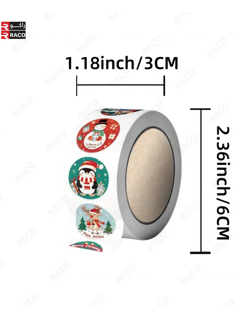 RACO RACO 500 Sheets Christmas Roll Stickers Notebook Laptop Hand Account Book Envelope Water Cup Seal Stickers Decorative Stickers Christmas Gift  - Image 2