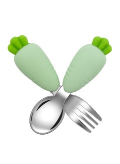 CMGTYYD Toddler Fork and Spoon Set, 2 Pcs Stainless Steel Kids Cutlery Set Baby Fork and Spoon Childrens Utensils, Children Flatware Weaning and Learning to Use  - Image 1