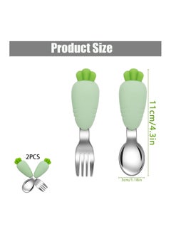 CMGTYYD Toddler Fork and Spoon Set, 2 Pcs Stainless Steel Kids Cutlery Set Baby Fork and Spoon Childrens Utensils, Children Flatware Weaning and Learning to Use  - Image 2
