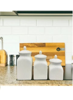 Devigo Ceramic Spice Jar Set 3 Size Spice Rack Set of 3  - Image 2