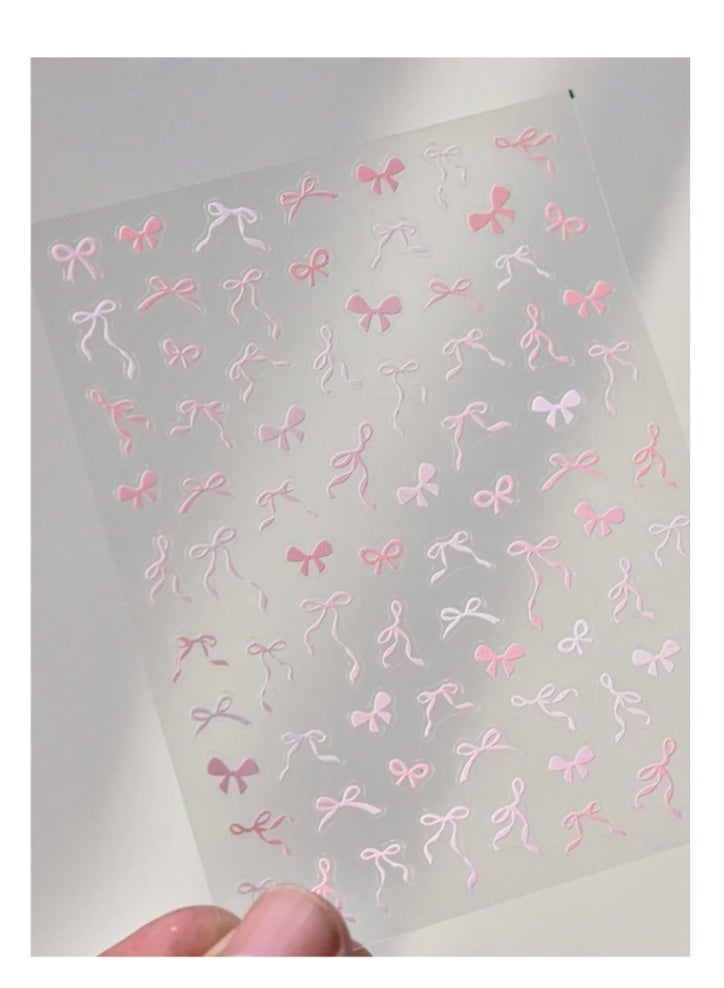 2 pieces of sweet pink and white bowknot stickers, suitable for children's DIY crafts - Image 3
