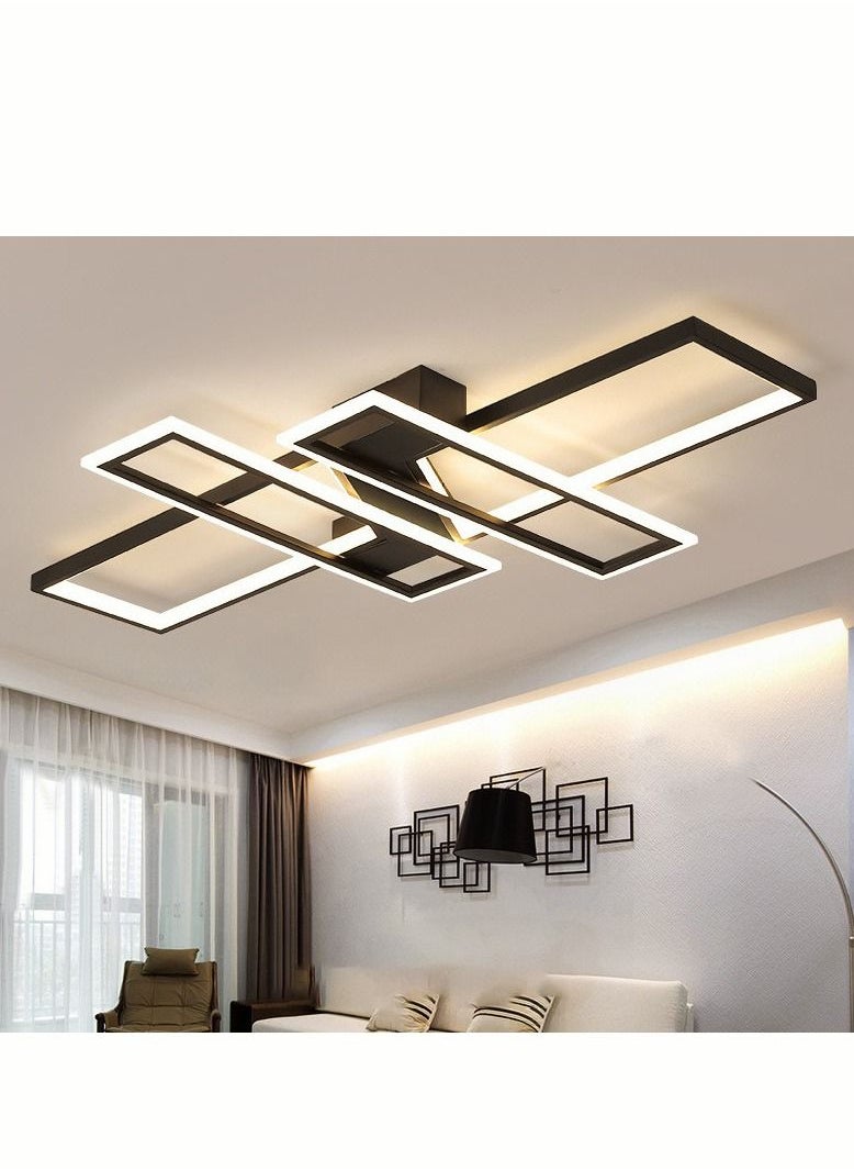Haikomin - Modern Led Ceiling Light Black Square Flush Mount Chandelier Remote Control Dimmable Rectangle Contemporary Close To Ceiling Light Fixture For Bedroom Living Room Dining Room - Image 1