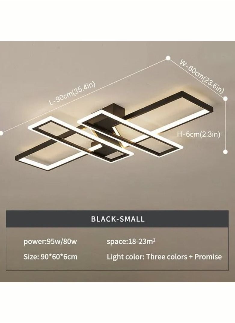 Haikomin - Modern Led Ceiling Light Black Square Flush Mount Chandelier Remote Control Dimmable Rectangle Contemporary Close To Ceiling Light Fixture For Bedroom Living Room Dining Room - Image 1
