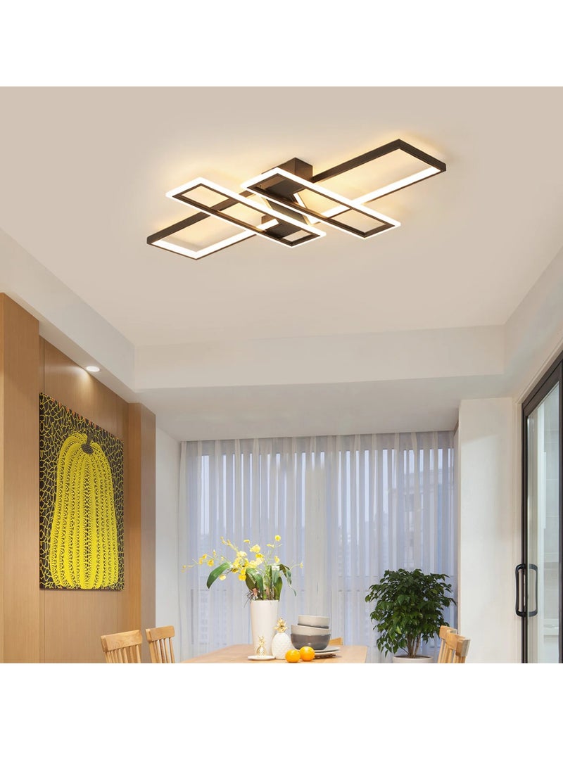Haikomin - Modern Led Ceiling Light Black Square Flush Mount Chandelier Remote Control Dimmable Rectangle Contemporary Close To Ceiling Light Fixture For Bedroom Living Room Dining Room - Image 1