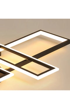 Haikomin Modern Led Ceiling Light Black Square Flush Mount Chandelier Remote Control Dimmable Rectangle Contemporary Close To Ceiling Light Fixture For Bedroom Living Room Dining Room  - Image 3