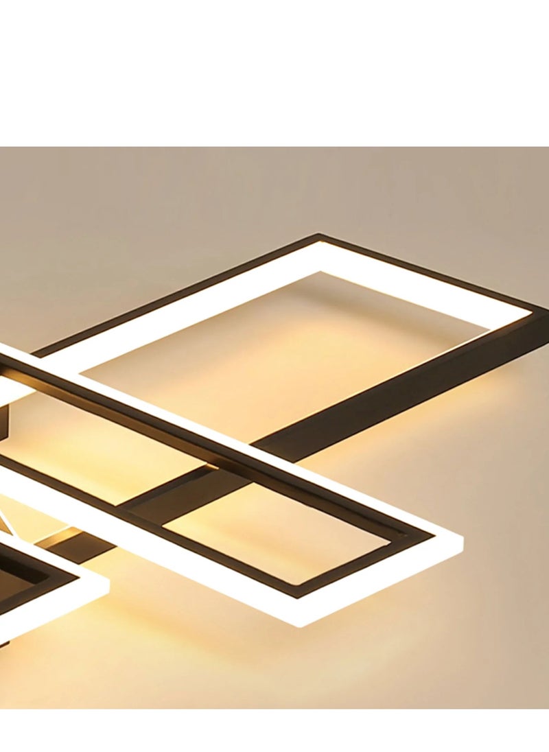 Haikomin - Modern Led Ceiling Light Black Square Flush Mount Chandelier Remote Control Dimmable Rectangle Contemporary Close To Ceiling Light Fixture For Bedroom Living Room Dining Room - Image 1