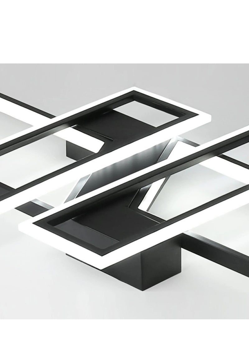 Haikomin - Modern Led Ceiling Light Black Square Flush Mount Chandelier Remote Control Dimmable Rectangle Contemporary Close To Ceiling Light Fixture For Bedroom Living Room Dining Room - Image 1