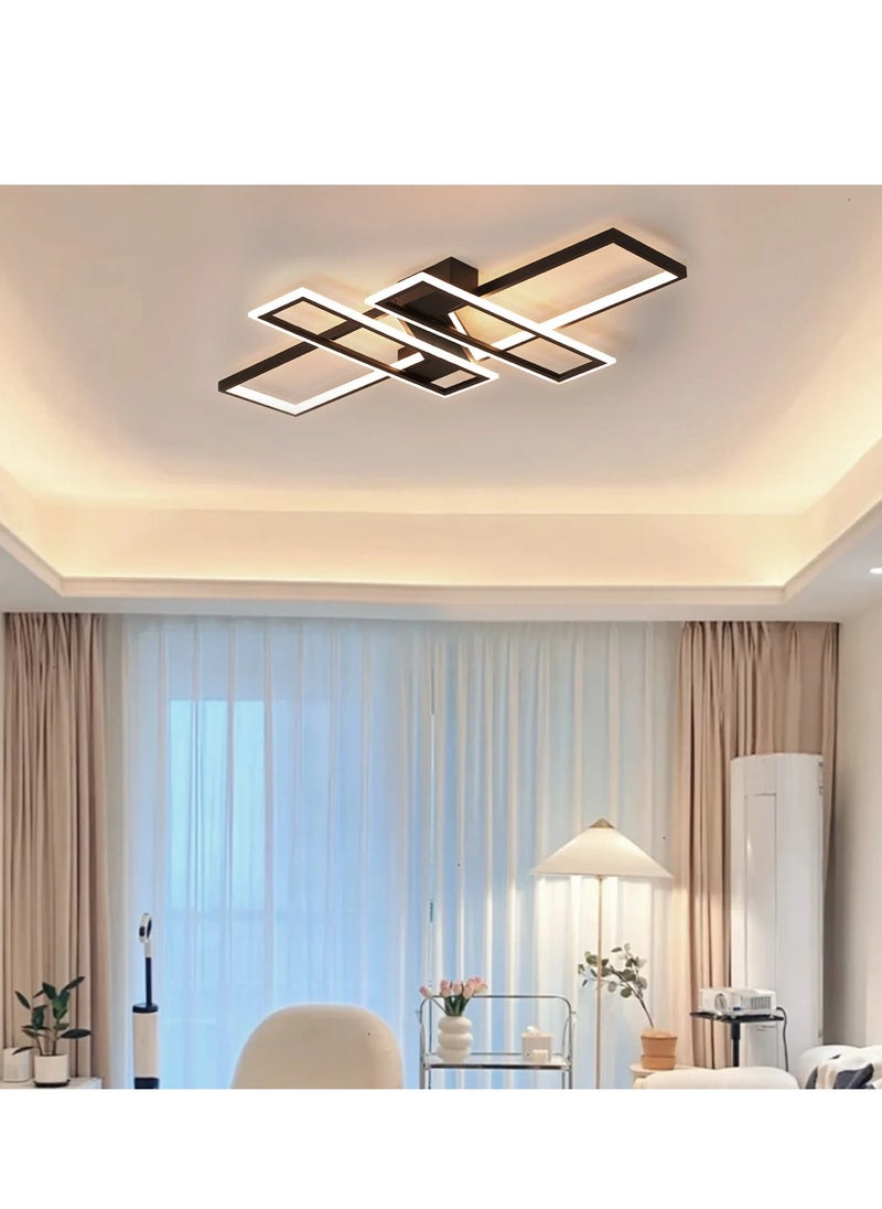 Haikomin - Modern Led Ceiling Light Black Square Flush Mount Chandelier Remote Control Dimmable Rectangle Contemporary Close To Ceiling Light Fixture For Bedroom Living Room Dining Room - Image 1
