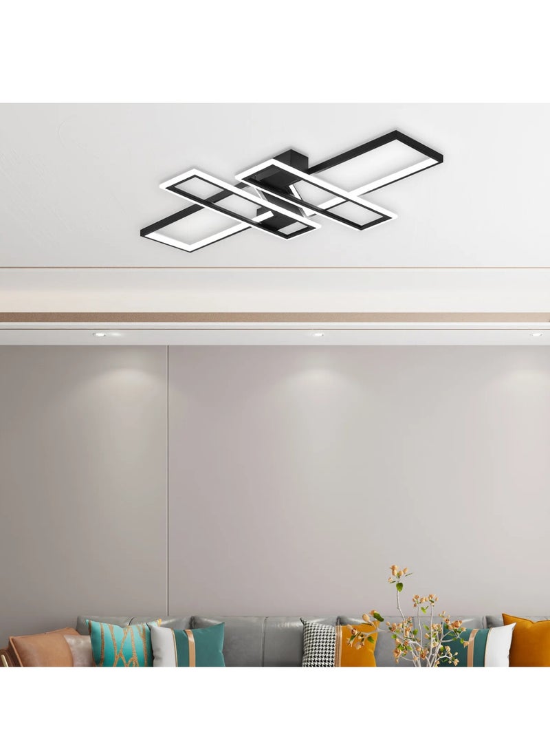 Haikomin - Modern Led Ceiling Light Black Square Flush Mount Chandelier Remote Control Dimmable Rectangle Contemporary Close To Ceiling Light Fixture For Bedroom Living Room Dining Room - Image 1