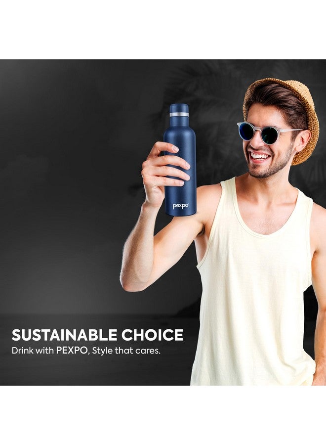 Pexpo Orio Stainless Steel Hot and Cold Vacuum Insulated ISI Certified Flask,500ml, Denim Blue, Set of 1, | Slim Water Bottle | Double Wall Flask | BPA Free | Office | School | Home | Hiking | Gym - Image 5
