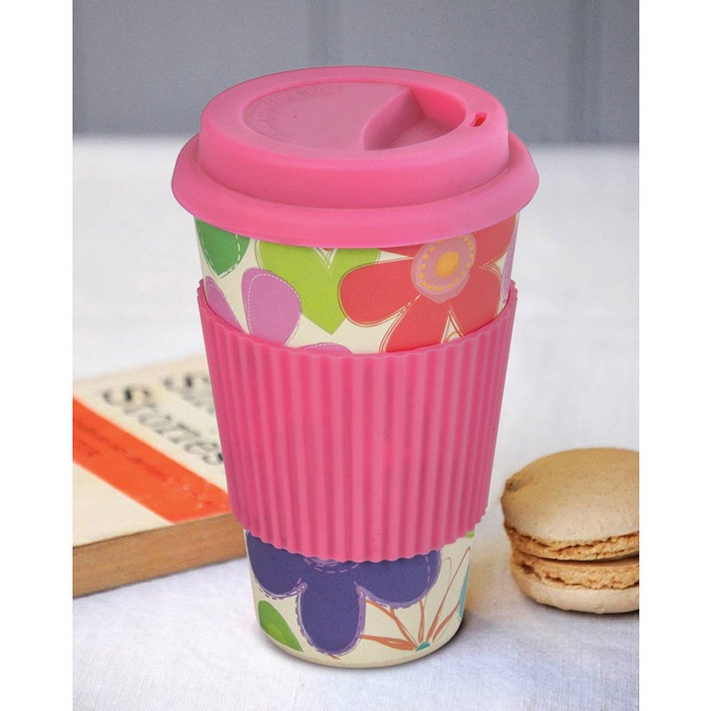 Freelance Bamboo Fibre Eco Travel Mug, 400ml, BabyPink - Coffee Mugs with Silicon Lid & Sleeve - Eco-Friendly Sustainable Bamboo Fiber Cup for Hot/Cold Drinks - Ideal for Travel,Office,Home Use - Image 4