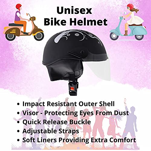 Western Era Half Helmet with Clear Visor for Men & Women ||Safety & Comfort|| Stylish Enhanced Design || (Medium, Black Matte (Silver)) - Image 5