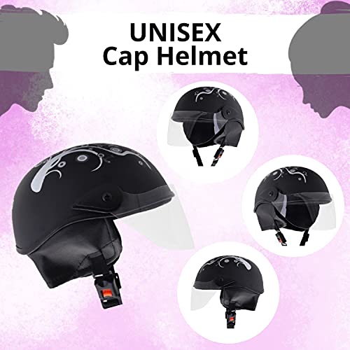 Western Era Half Helmet with Clear Visor for Men & Women ||Safety & Comfort|| Stylish Enhanced Design || (Medium, Black Matte (Silver)) - Image 3