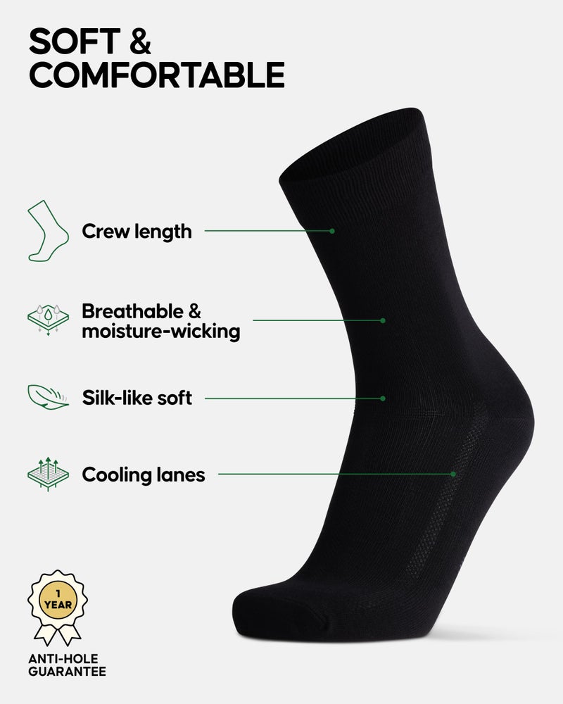 DANISH ENDURANCE Soft & Breathable Socks for Men & Women, 3-Pack, Black, US Women 8-10 // US Men 6.5-8.5 - Image 2