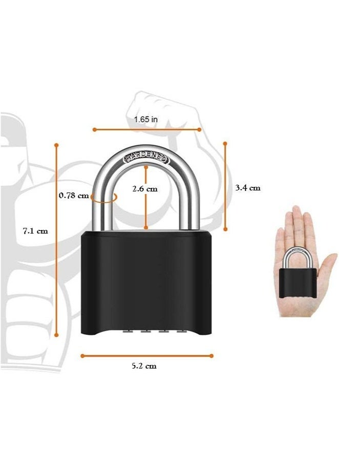 Bukela 4 Digit Heavy Duty Combination Lock, Outdoor Waterproof Padlock for Gate, Fence,Toolbox, Case, Hasp Storage, Gym Locker, Sports Locker and School Locker (Black) - Image 2