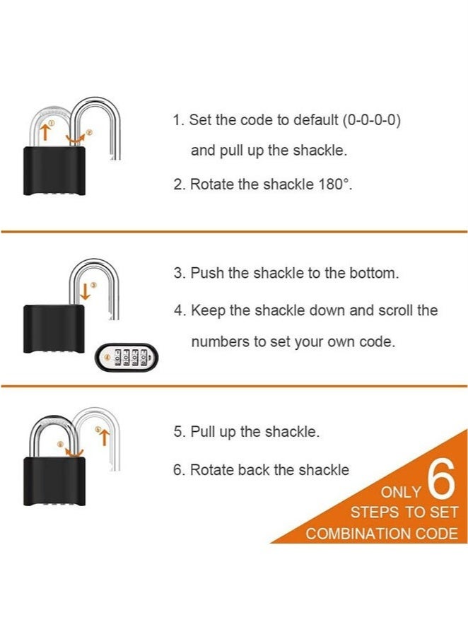 Bukela 4 Digit Heavy Duty Combination Lock, Outdoor Waterproof Padlock for Gate, Fence,Toolbox, Case, Hasp Storage, Gym Locker, Sports Locker and School Locker (Black) - Image 3