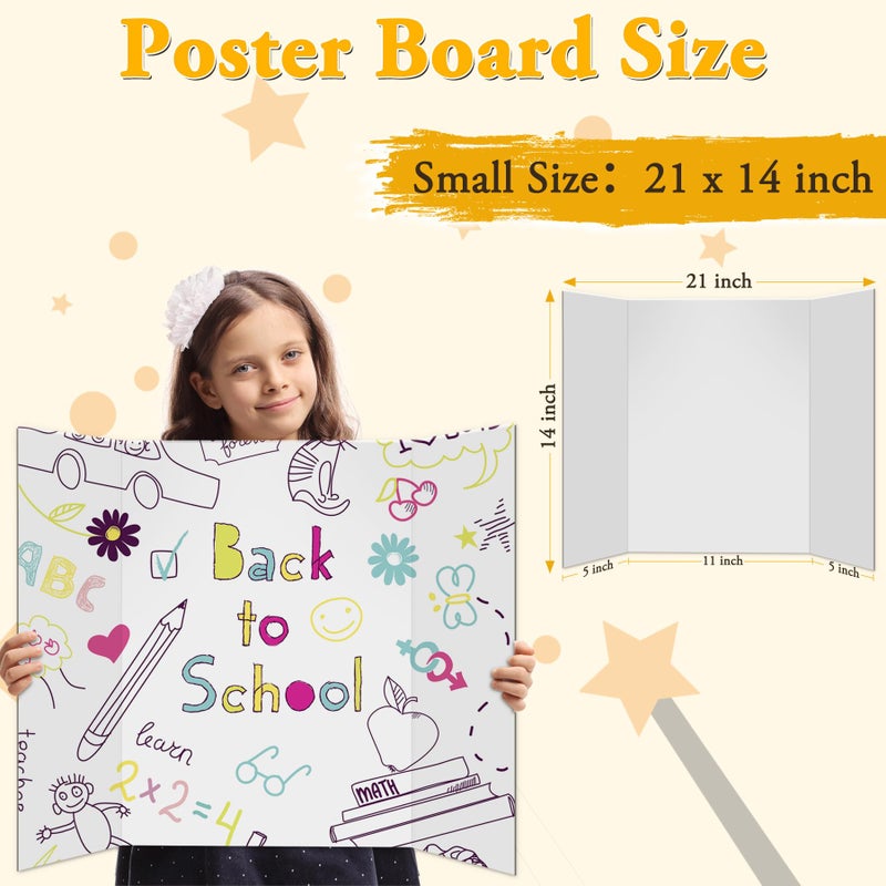 AKONEGE 3Pcs Small Trifold Poster Board, 21 x 14 inches White Tri Fold Poster Boards Corrugated Presentation Board Science Fair Display Boards for School Fun Projects, Exhibitions and Business - Image 2