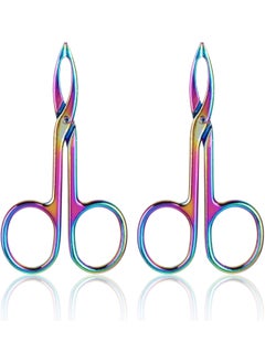 WLLHYF WLLHYF 2 Pieces Eyebrow Scissor Handle Tweezer Plucker Straight Tip Brow Scissors Remover Facial Hair Eyebrows Care Wig Plucking for Women (Multicolor) 