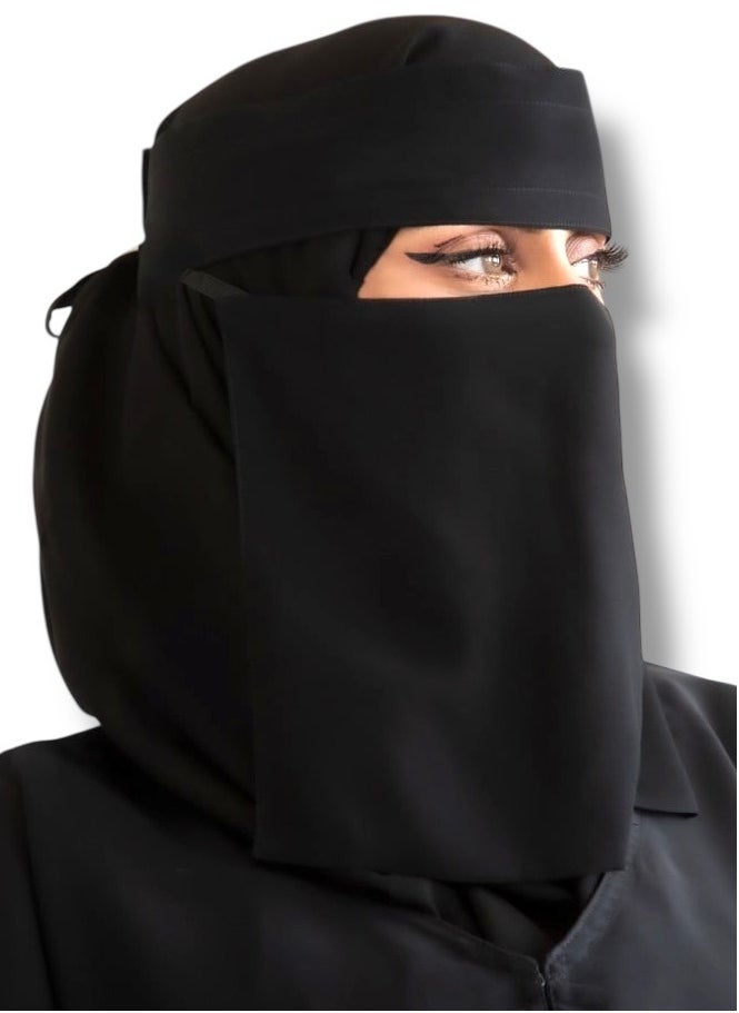 BHNS 2 x 1.5cm Elastic Midi Niqab 8 Inch Reinforced - Tagless women's niqab with soft, high-quality fabric, comfortable and light on the skin, slip-resistant, washable, perfect for everyday and special occasions  - Image 1