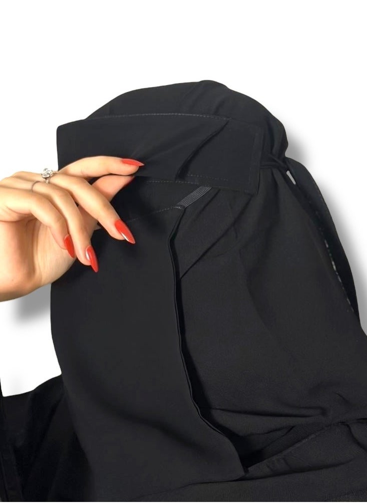 BHNS 2 x 1.5cm Elastic Midi Niqab 8 Inch Reinforced - Tagless women's niqab with soft, high-quality fabric, comfortable and light on the skin, slip-resistant, washable, perfect for everyday and special occasions  - Image 4