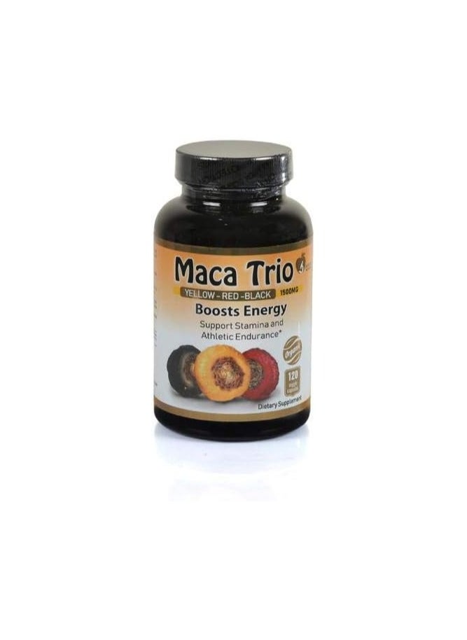 Maca Trio - Organic Black, Red Root Capsules -1500Mg,120 Pieces - Image 1