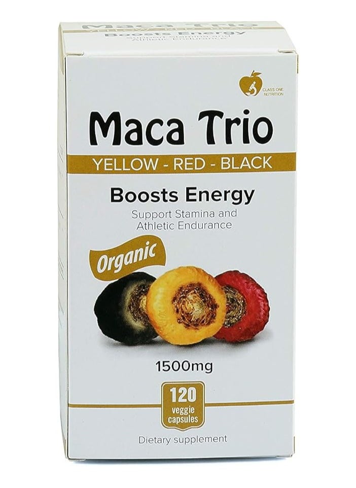 Maca Trio - Organic Black, Red Root Capsules -1500Mg,120 Pieces - Image 1