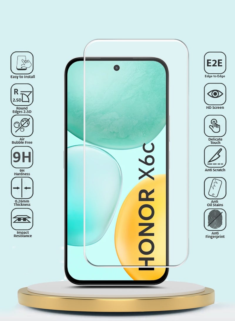GMAX Honor X6c 4G 2025 GMAX Premium Series Curved Edges 9H 2.5D Tempered Glass Screen Protector - Clear - Image 2