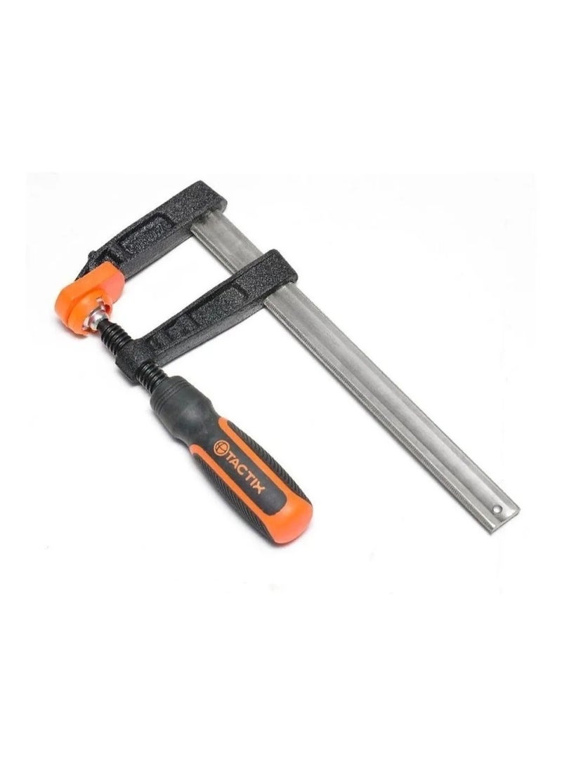 Tactix F Clamp, Steel Bar Clamp 1000 x 120mm, Heavy Cast Iron Body, Non-Slip Bi-Material Handle for Woodworking, Metalworking, DIY, Back/Orange - 215437 - Image 2