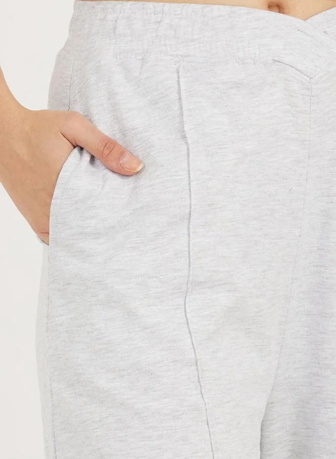 Styli Cross Over Waistband Joggers with Pintuck Detail