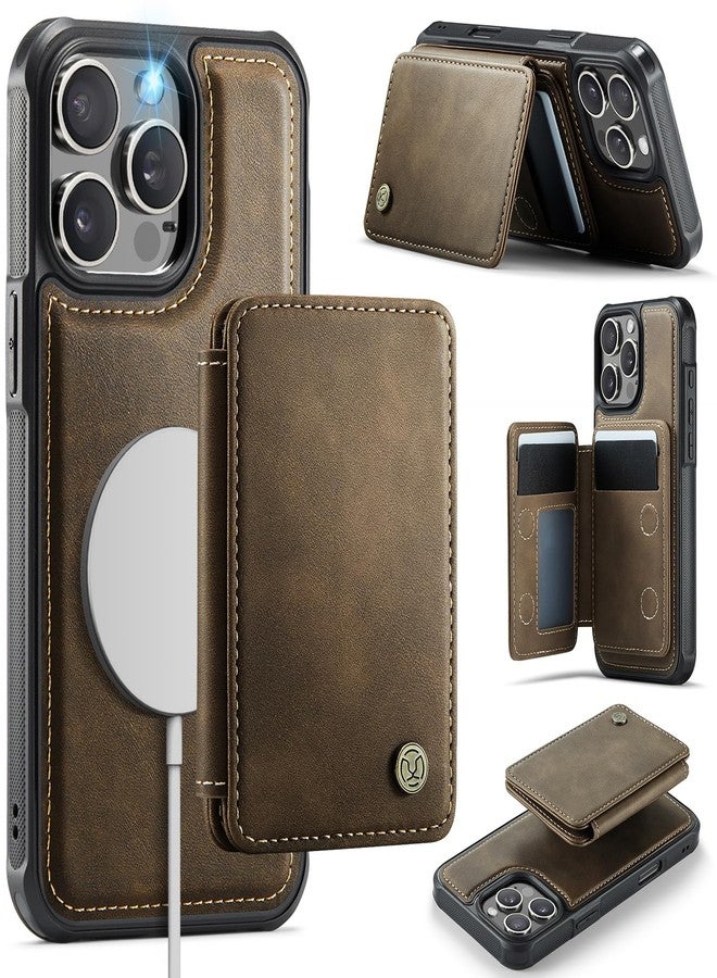 Usroom Compatible with Magsafe for iPhone 16 Pro Max Wallet Case Magnetic Card Holder, RFID Blocking 2 in 1 Detachable Kickstand Shockproof Case for Women Men, Bronze Gold - Image 1
