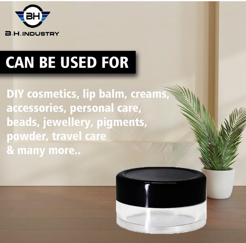 BH PLAST BH PLAST WHOLESALE SET OF 60 PCS 8 GRAM ACRYLIC SAN JAR FOR DIY COSMETIC LIPBALMSLIP SCRUBS BODYBUTTER PACKAGING JAR TRAVEL FRIENDLY with protective inner lid  - Image 2