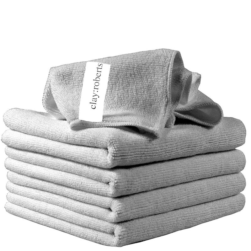 Microfibre Cleaning Cloths 40cm x 30cm  Pack of 5 Grey Machine Washable Polishing Waxing  Dusting Cloth LintFree Kitchen Towel Car Cleaning Microfiber