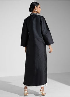 Khizana Embellished Detail Abaya With Side Tie With Sheila  - Image 2