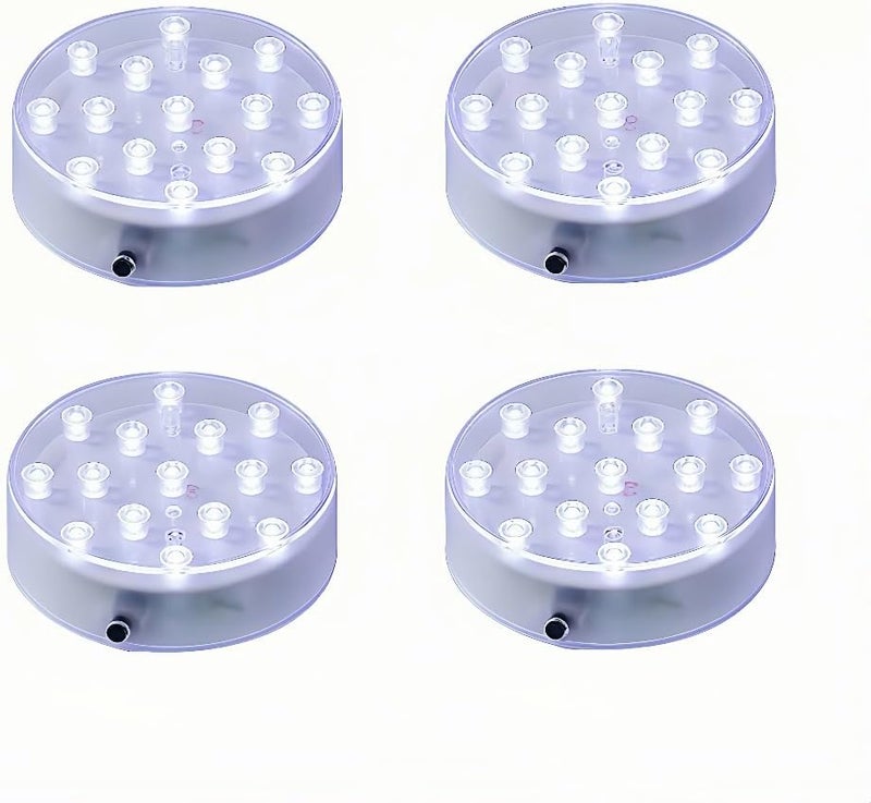Simplelight4you Store Simplelight 4 Inch Round LED Light Base- Perfect for Glass Art, Ideal Led Display for Vases, Centerpieces-AA Batteries Included (4inch Round Vase Base Light, White), Set of 4 - Image 1