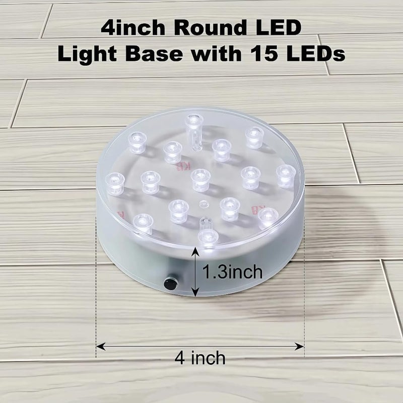 Simplelight4you Store Simplelight 4 Inch Round LED Light Base- Perfect for Glass Art, Ideal Led Display for Vases, Centerpieces-AA Batteries Included (4inch Round Vase Base Light, White), Set of 4 - Image 5