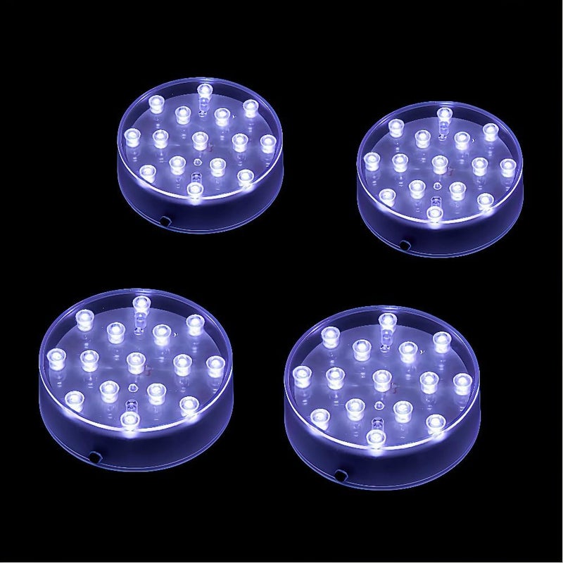 Simplelight4you Store Simplelight 4 Inch Round LED Light Base- Perfect for Glass Art, Ideal Led Display for Vases, Centerpieces-AA Batteries Included (4inch Round Vase Base Light, White), Set of 4 - Image 4