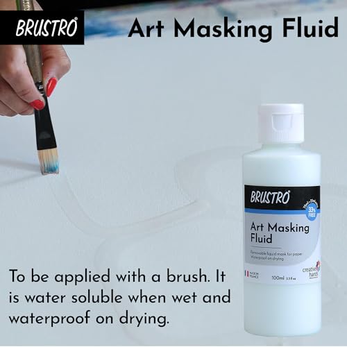 BRUSTRO Professional Art Masking Fluid | 100ml (75ml + 25ml) | Art Watercolour Tape, Ideal for Artists, Students, Working with Watercolor, Ink, Paint, Gouche Colours. - Image 3