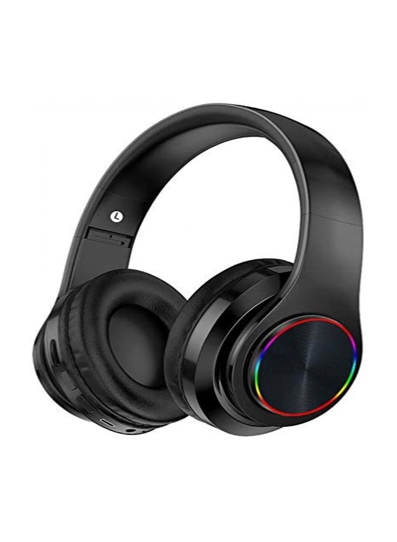 Rechargeable Stereo Bluetooth Headset With LED Light - Black