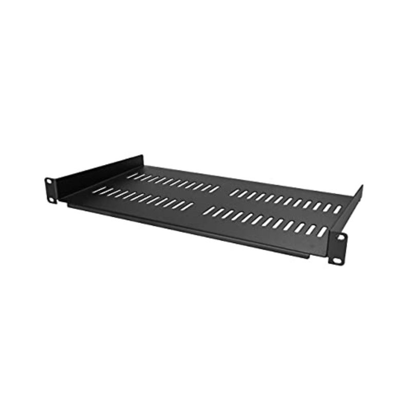.com 1U Server Rack Shelf - Universal Vented Rack Mount Cantilever Tray for 19 Network Equipment Rack Cabinet - Heavy Duty Steel - Weight Capacity 50lb/23kg - 10 Deep, Black CABSHELFV1U 19 Vented Rack Cantilever Tray, Cold Rolled Steel SPCC - Image 1