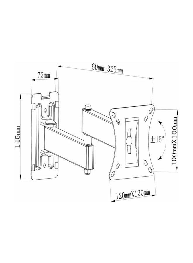 سكيل تك حامل تلفزيون دوار SH 21P للتلفزيونات مقاس 10-32 بوصة، VESA 100x100، مقاس الجدار 60 مم - 325 مم، أقصى حمولة 20 كجم - أسود - Image 4