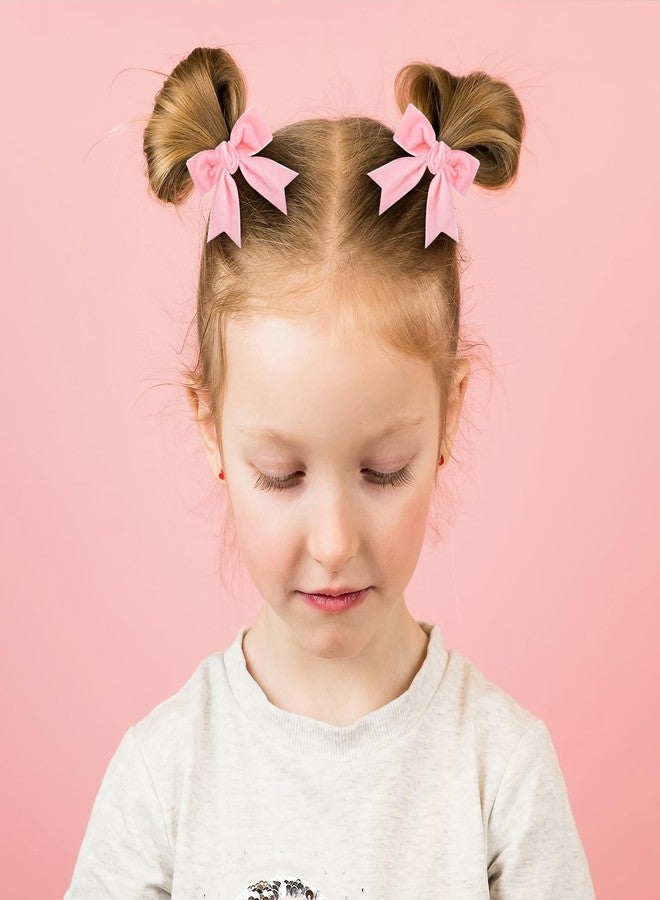 KCHIES Velvet Ribbon Bow Hair Clip Pink Valentines Christmas Gift Handmade Cute Alligator Barrettes Pins Bowknot Decor Accessory Small for Teen Toddler Baby Girls Kids Women - Image 3