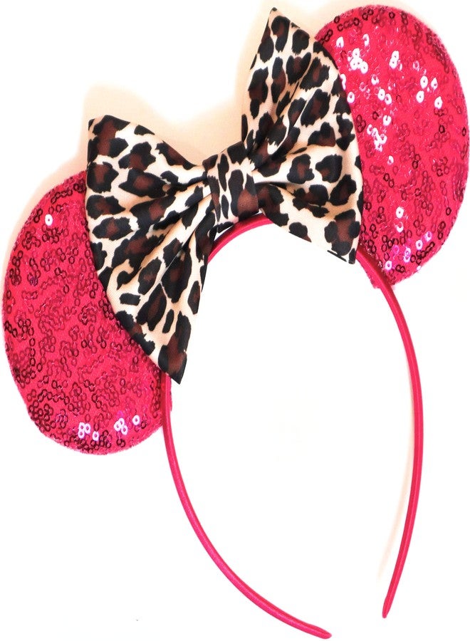 CLGIFT Leopard Minnie Ears, Animal Kingdom Ears, Lion King Minnie (Hot Pink)