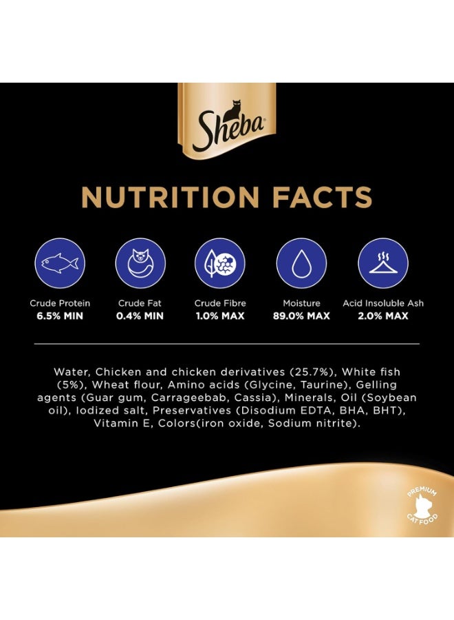 شيبا كيس طعام القطط الرطب الممتاز من شيبا، 70 جرام، وصفة لذيذة من الدجاج والسمك الأبيض، وجبة كاملة ومتوازنة للقطط البالغة - Image 4