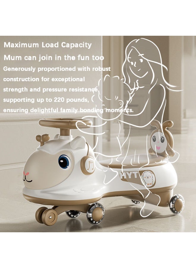 فلوشرينيك سيارة هزاز للأطفال مع عجلات PU مضيئة في الظلام، وموسيقى وأضواء، ولعبة هزاز خفيفة الوزن للأطفال الصغار، ومواد صديقة للبيئة، وحركة انزلاق سلسة، وتصميم مانع للانقلاب، ومناسبة للأطفال من عمر 1 إلى 6 سنوات (بني قهوة) - Image 4