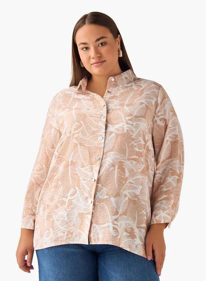 Ulla Popken Ulla Popken Regular Fit Viscose Shirt with Floral Print