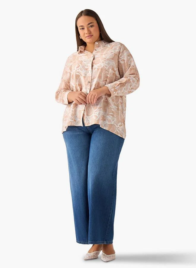 Ulla Popken Ulla Popken Regular Fit Viscose Shirt with Floral Print