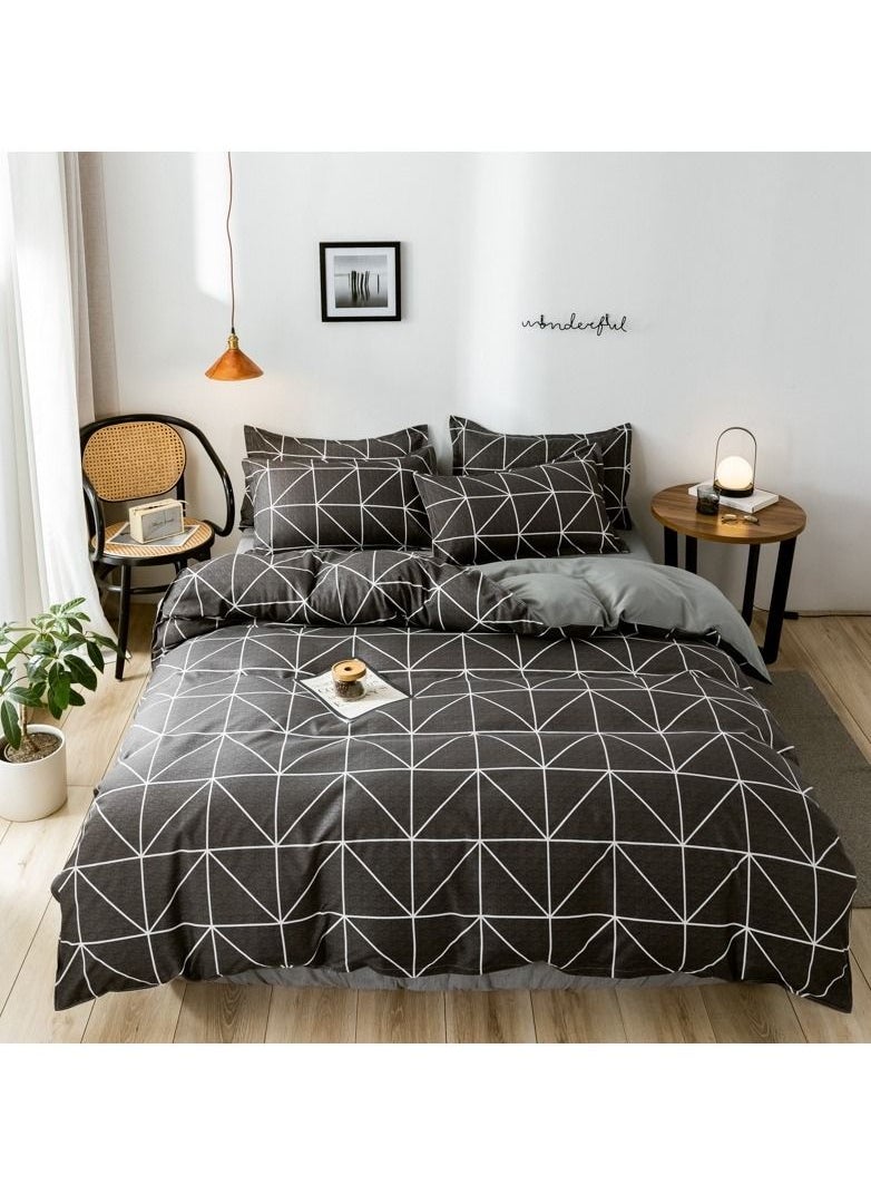 Occuwzz - 4 Piece Simple Grid Duvet Cover Bedding Set Polyester - Image 1