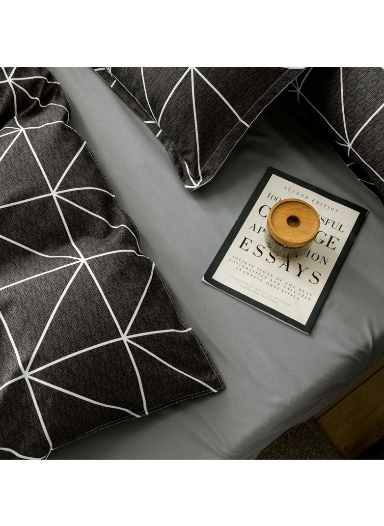 Occuwzz - 4 Piece Simple Grid Duvet Cover Bedding Set Polyester - Image 1